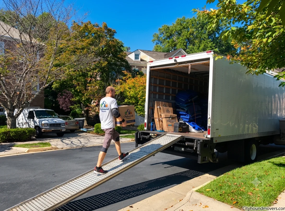City Hound moving truck and crew ready for a Falls Church VA move